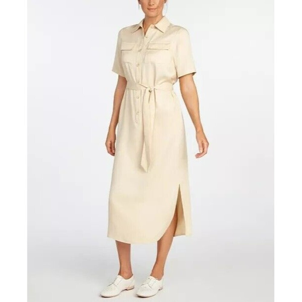 THE CAUSE COLLECTION size small Euclid Classic Shirt Dress Midi Belted utility